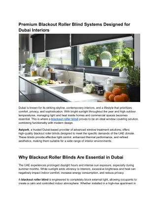 Premium Blackout Roller Blind Systems Designed for Dubai Interiors