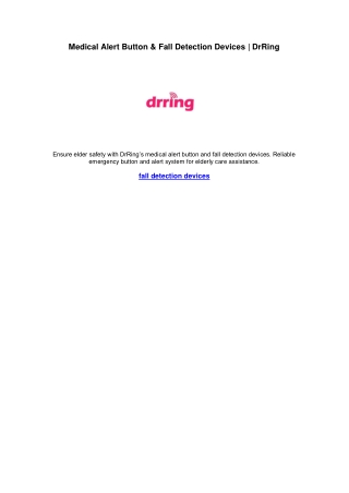 Medical Alert Button & Fall Detection Devices | DrRing