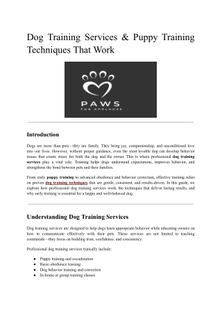 Proven Dog Training Techniques You Can Trust