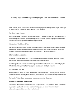 Building High-Converting Landing Pages The Zero-Friction Future