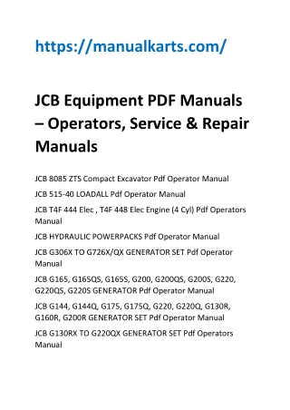 JCB Equipment PDF Manuals – Operators, Service & Repair Manuals