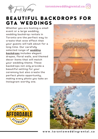 Affordable Wedding Backdrop Rental in Toronto | Wedding Arch Rental Toronto