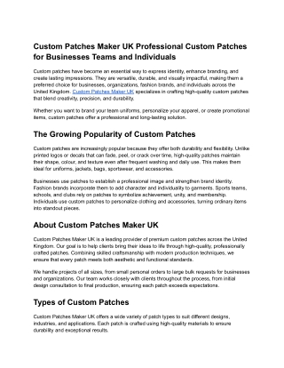 Custom Patches Maker UK Professional Custom Patches for Businesses Teams and Individuals