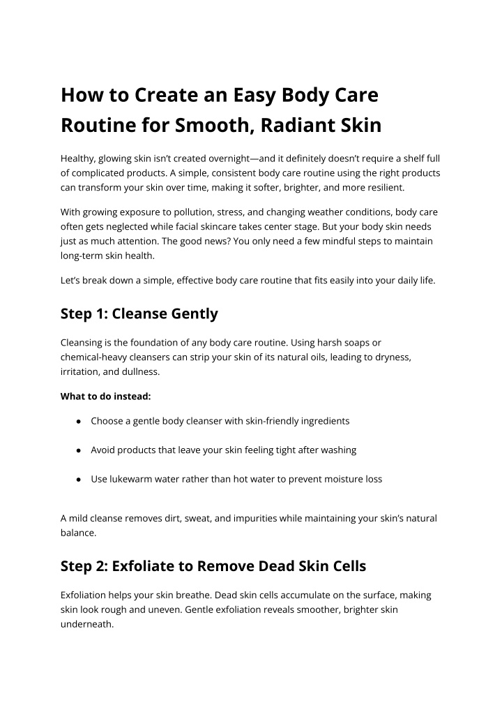 PPT - How to Create an Easy Body Care Routine for Smooth, Radiant Skin ...