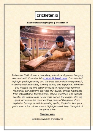 Cricket Match Highlights  cricketer io