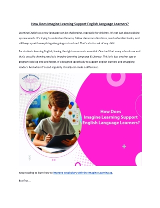 How Does Imagine Learning Support English Language Learners?