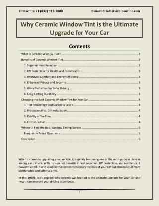 Why Ceramic Window Tint is the Ultimate Upgrade for Your Car