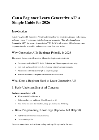 Can a Beginner Learn Generative AI_Credo Systemz