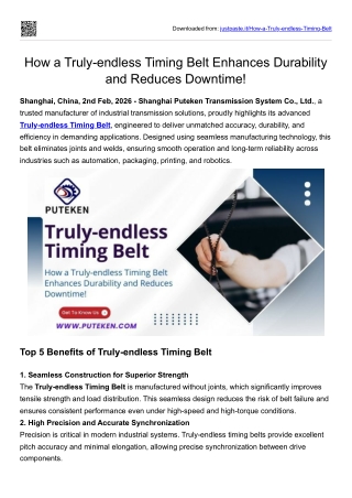 How a Truly-endless Timing Belt Enhances Durability and Reduces Downtime!