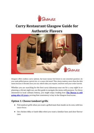 Curry Restaurant Glasgow Guide for Authentic Flavors