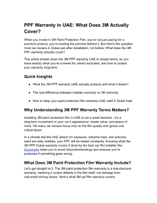 PPF Warranty in UAE - What Does 3M Actually