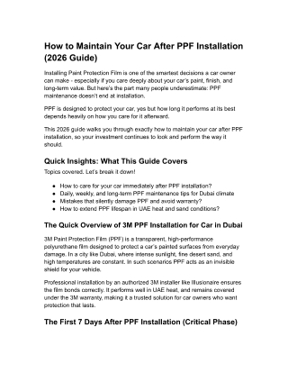 How to Maintain Your Car After PPF Installation