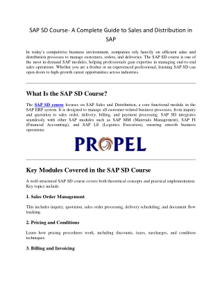SAP SD Course- A Complete Guide to Sales and Distribution in SAP