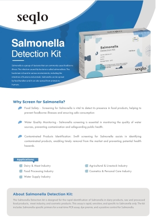 Salmonella PCR Kit | Salmonella Detection Kit by Seqlo