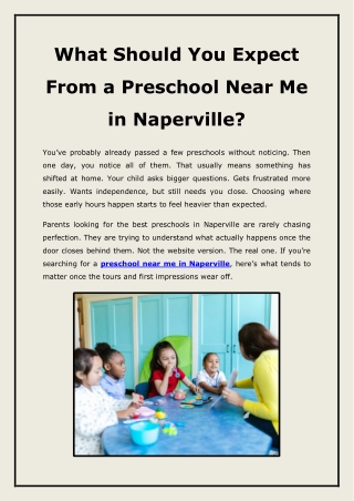 What Should You Expect From a Preschool Near Me in Naperville