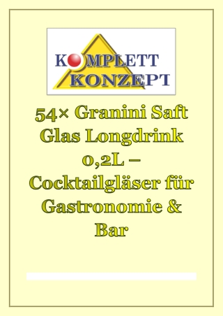 54× Granini Saft Glas Longdrink 0,2 L – Set für Gastronomie, Bar