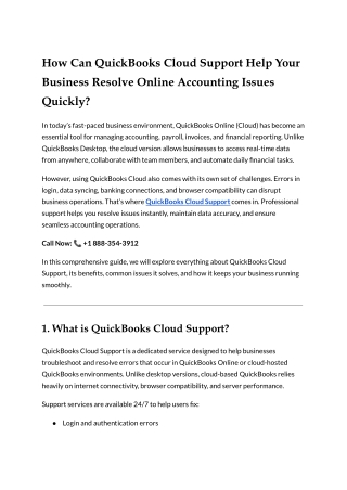 How Can QuickBooks Cloud Support Help Your Business Resolve Online Accounting Is
