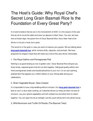 Long Grain Basmati Rice Recipes for a Perfect Party