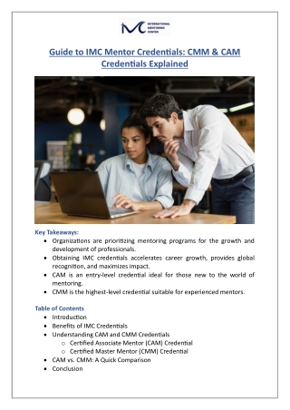 Guide to IMC Mentor Credentials: CMM & CAM Credentials Explained