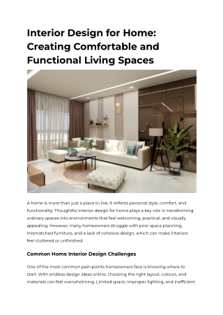 Interior Design for Home_ Creating Comfortable and Functional Living Spaces