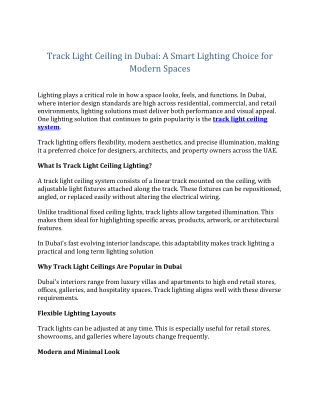 Track Light Ceiling in Dubai: A Smart Lighting Choice for Modern Spaces