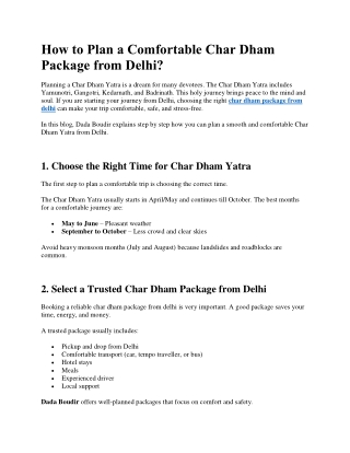 How to Plan a Comfortable Char Dham Package from Delhi