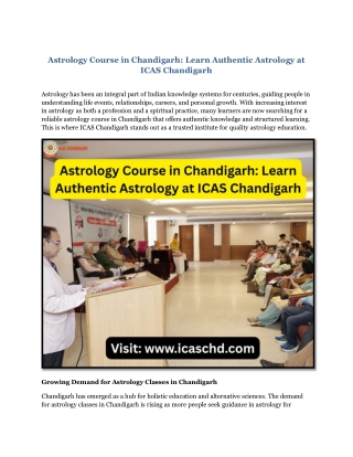 Astrology Course in Chandigarh - Learn Authentic Astrology at ICAS Chandigarh