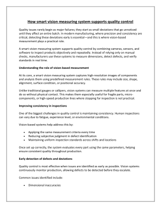 How smart vision measuring system supports quality control