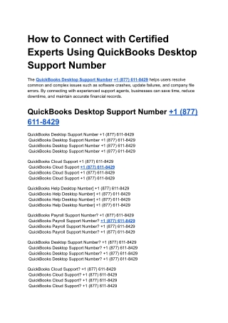 How to Connect with Certified Experts Using QuickBooks Desktop Support Number