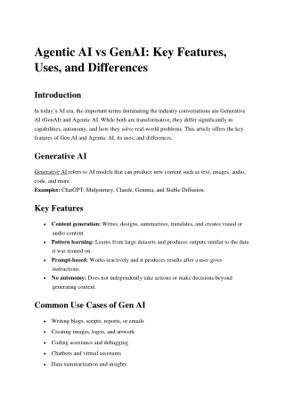 Agentic AI vs  GenAI Key Features, Uses, and Differences_Credo Systemz