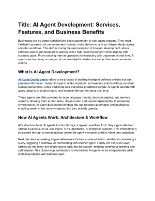 AI Agent Development_ Services, Features, and Business Benefits