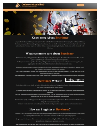 Betwinner – Information Overview
