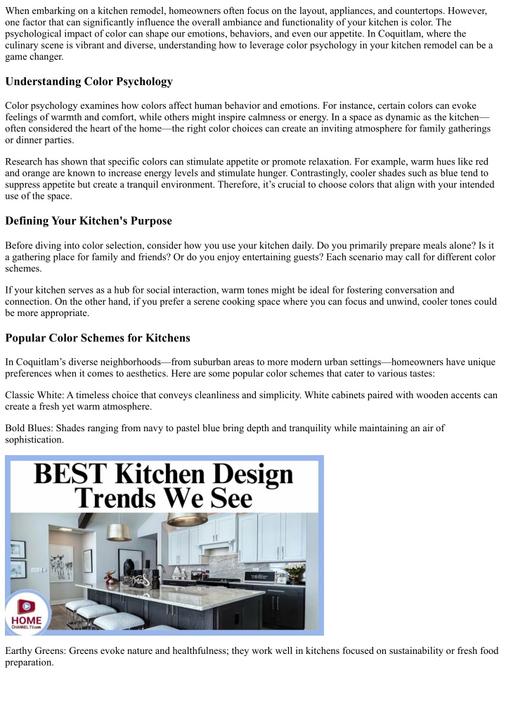 PPT - The Role of Color Psychology in Your Kitchen Remodel in Coquitlam ...