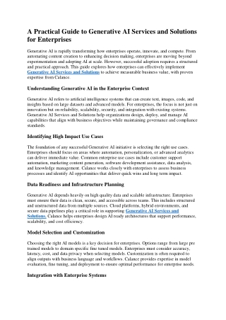 A Practical Guide to Generative AI Services and Solutions for Enterprises