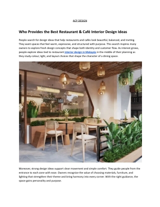 Who Provides the Best Restaurant & Café Interior Design Ideas