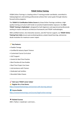 TOGAF Online Training Real-time support from Hyderabad