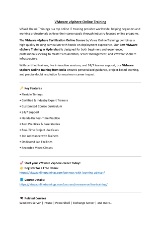 VMware vSphere Online Training by Real-time Trainer in India