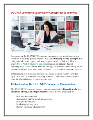 UGC NET Commerce Coaching for Concept-Based Learning
