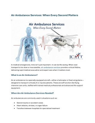 Air Ambulance Services When Every Second Matters