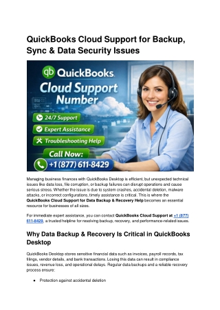 QuickBooks Cloud Support for Backup, Sync & Data Security Issues