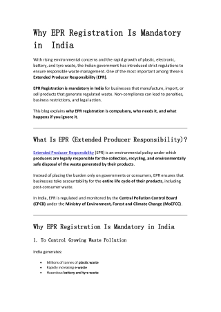 Why EPR Registration Is Mandatory in India