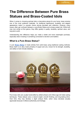The Difference Between Pure Brass Statues and Brass-Coated Idols