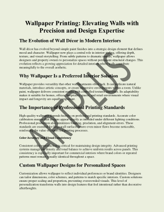 Wallpaper Printing Elevating Walls with Precision and Design Expertise