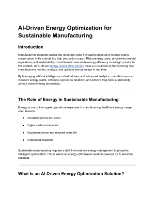 AI-Driven Energy Optimization for Sustainable Manufacturing