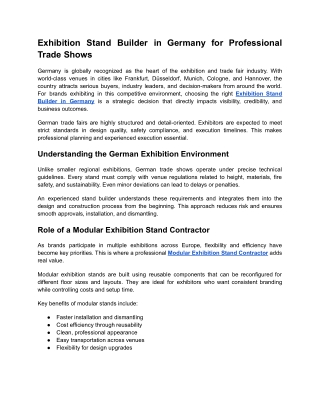 Exhibition Stand Builder in Germany for Professional Trade Shows