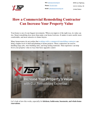 How a Commercial Remodeling Contractor Can Increase Your Property Value