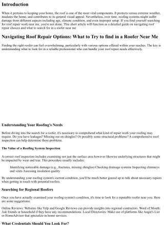 Browsing Roof Repair Options: What to Look for in a Roofer Near Me
