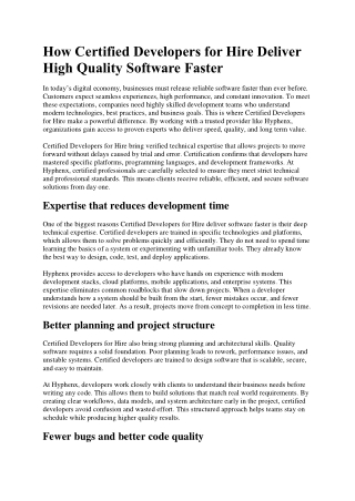 How Certified Developers for Hire Deliver High Quality Software Faster (1)