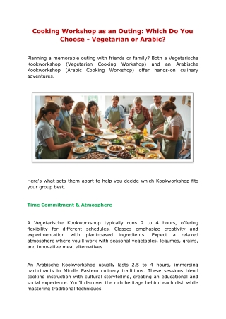 Cooking Workshop as an Outing: Which Do You Choose - Vegetarian or Arabic?