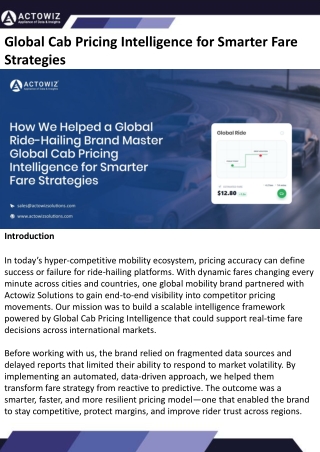Global Cab Pricing Intelligence for Smarter Fare Strategies